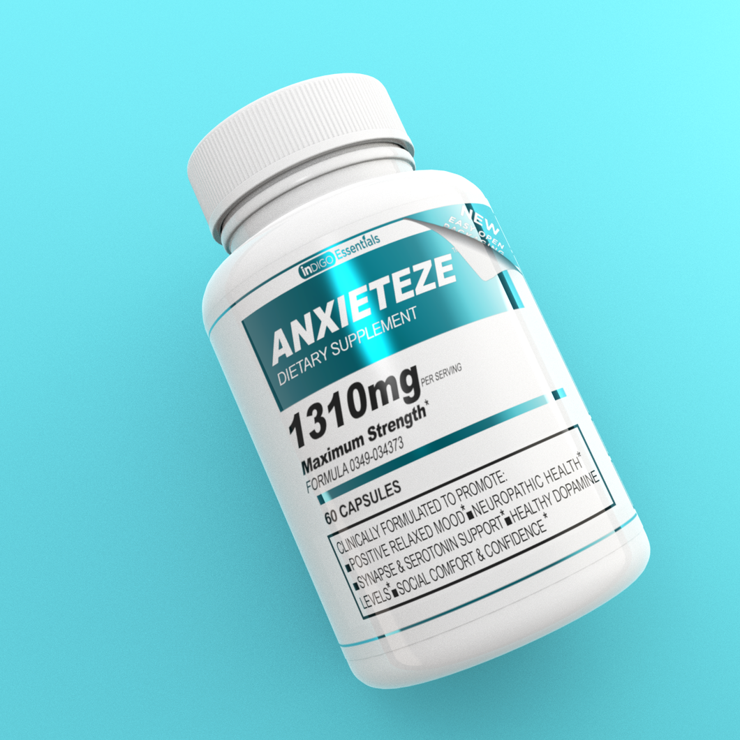 ANXIETEZE™ -Ease Stress & Improve Mood- 60ct Capsules - Maximum Strength Formula (1-60ct Box)